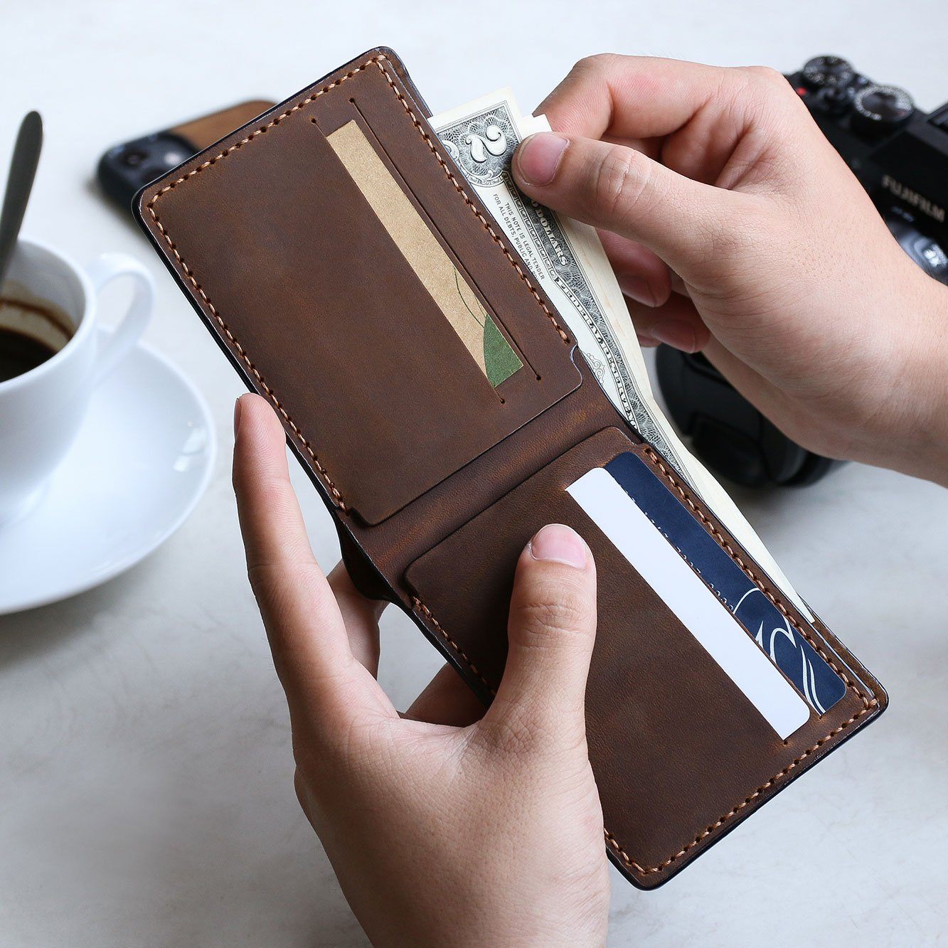 Ví gập đôi ngang mini - handmade - Barm S Ví lethnic