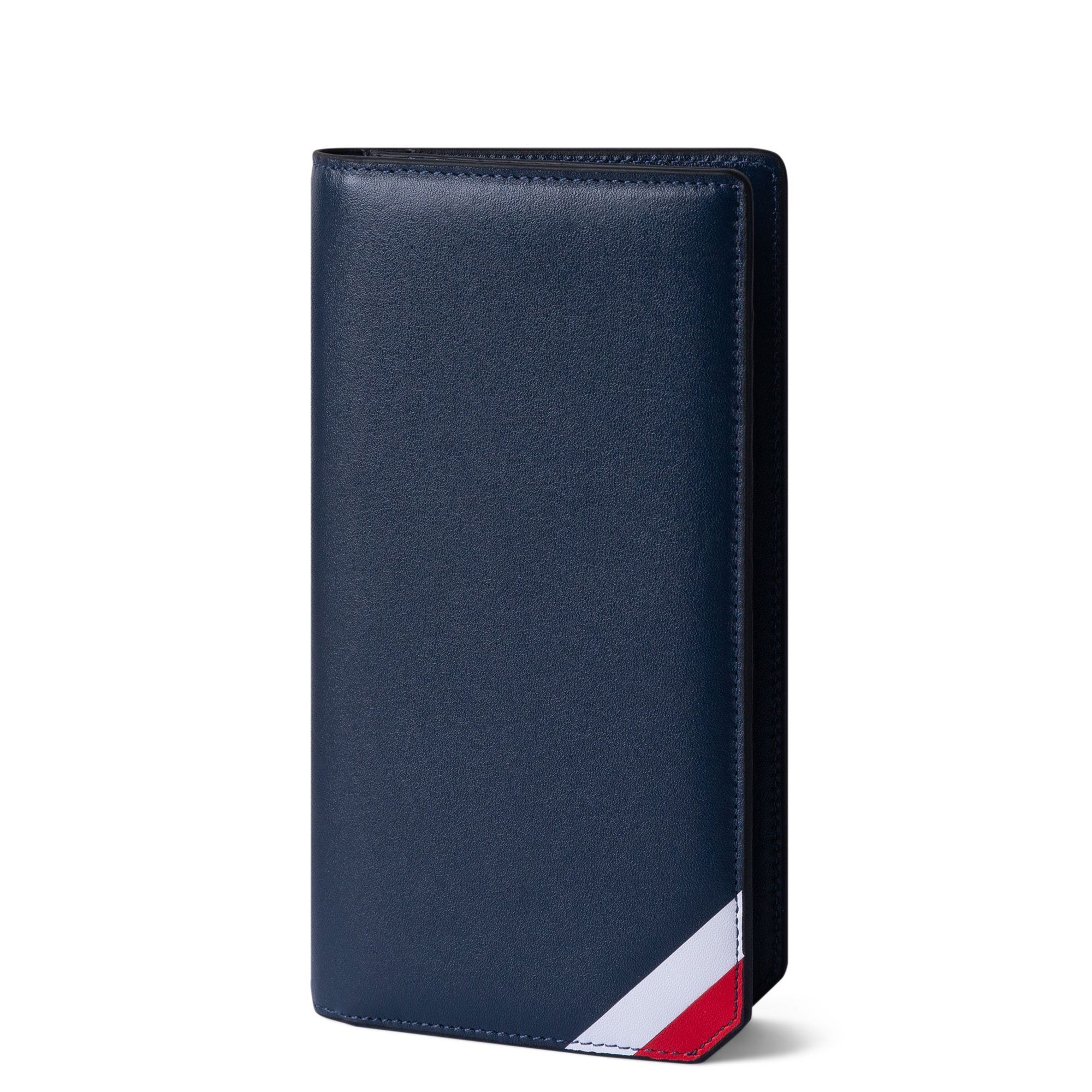 Ví dài gập đôi cầm tay da bò - Crown L Ví lethnic Xanh Navy