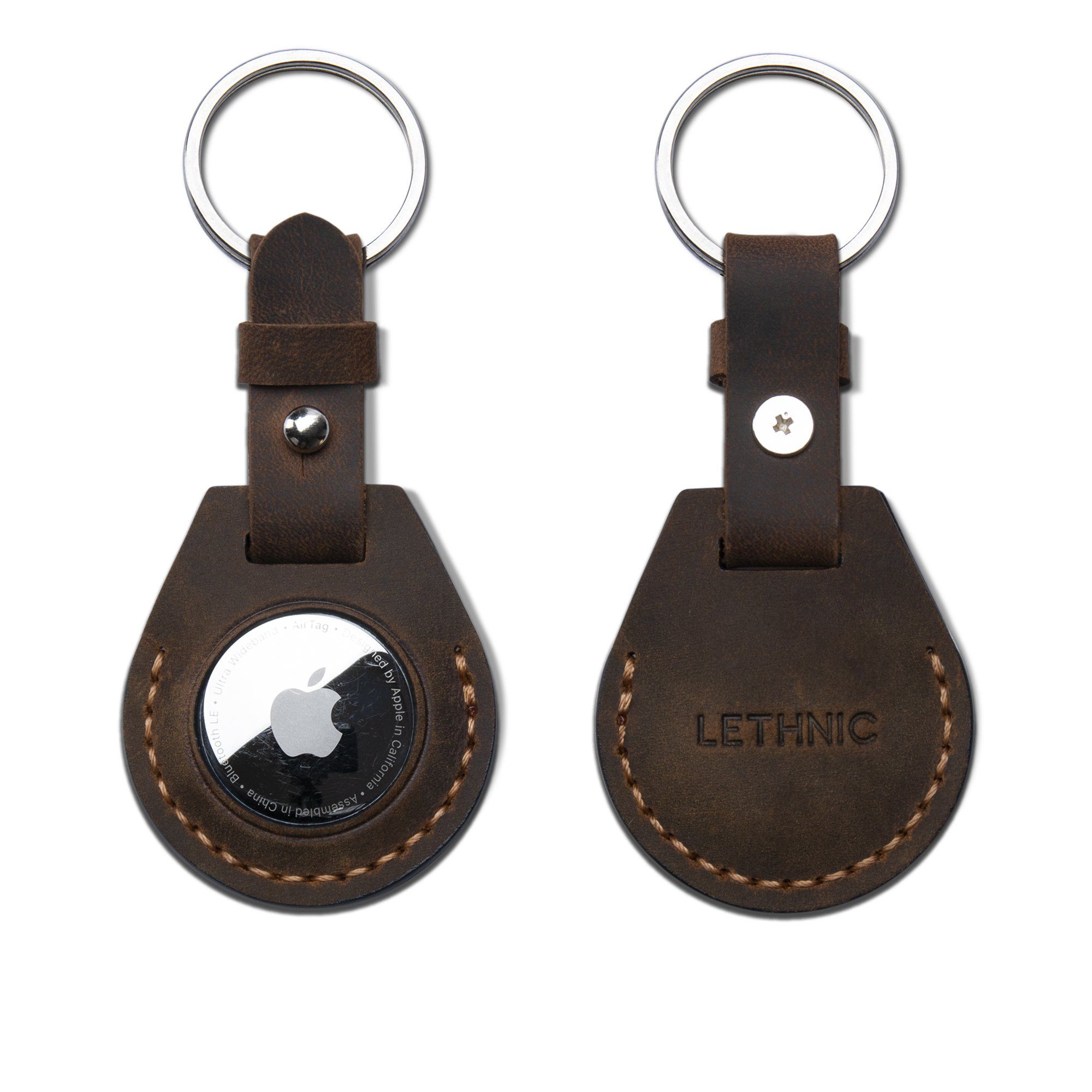 Bao da AirTag - Leather AirTag Cases Apple Accessories LETHNIC Tiêu Chuẩn Nâu Sáp