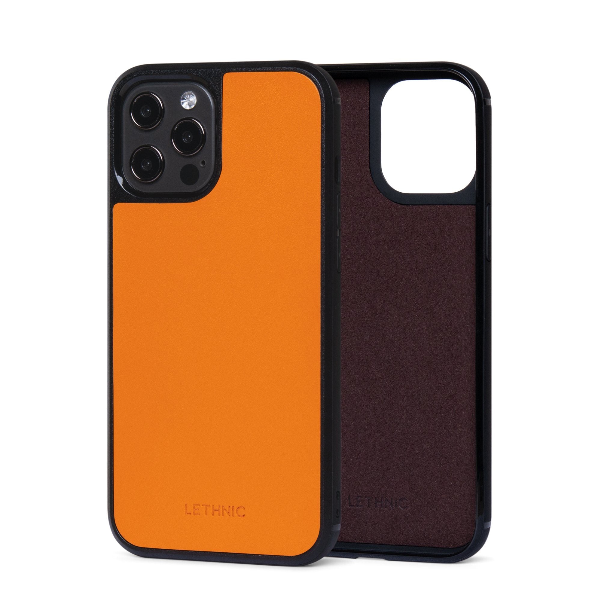 Ốp lưng IPhone 12 Pro Da Thật IPhone 12 lethnic Cam Có Lót Đệm