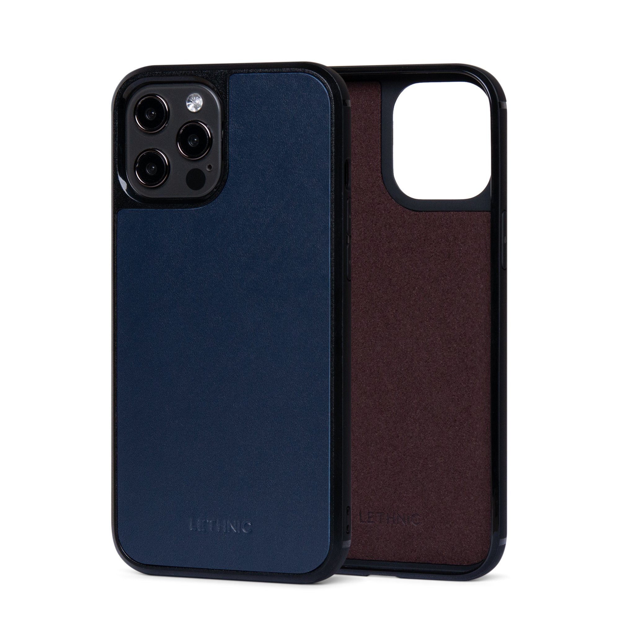 Ốp lưng IPhone 12 Pro Da Thật IPhone 12 lethnic Xanh Navy Có Lót Đệm