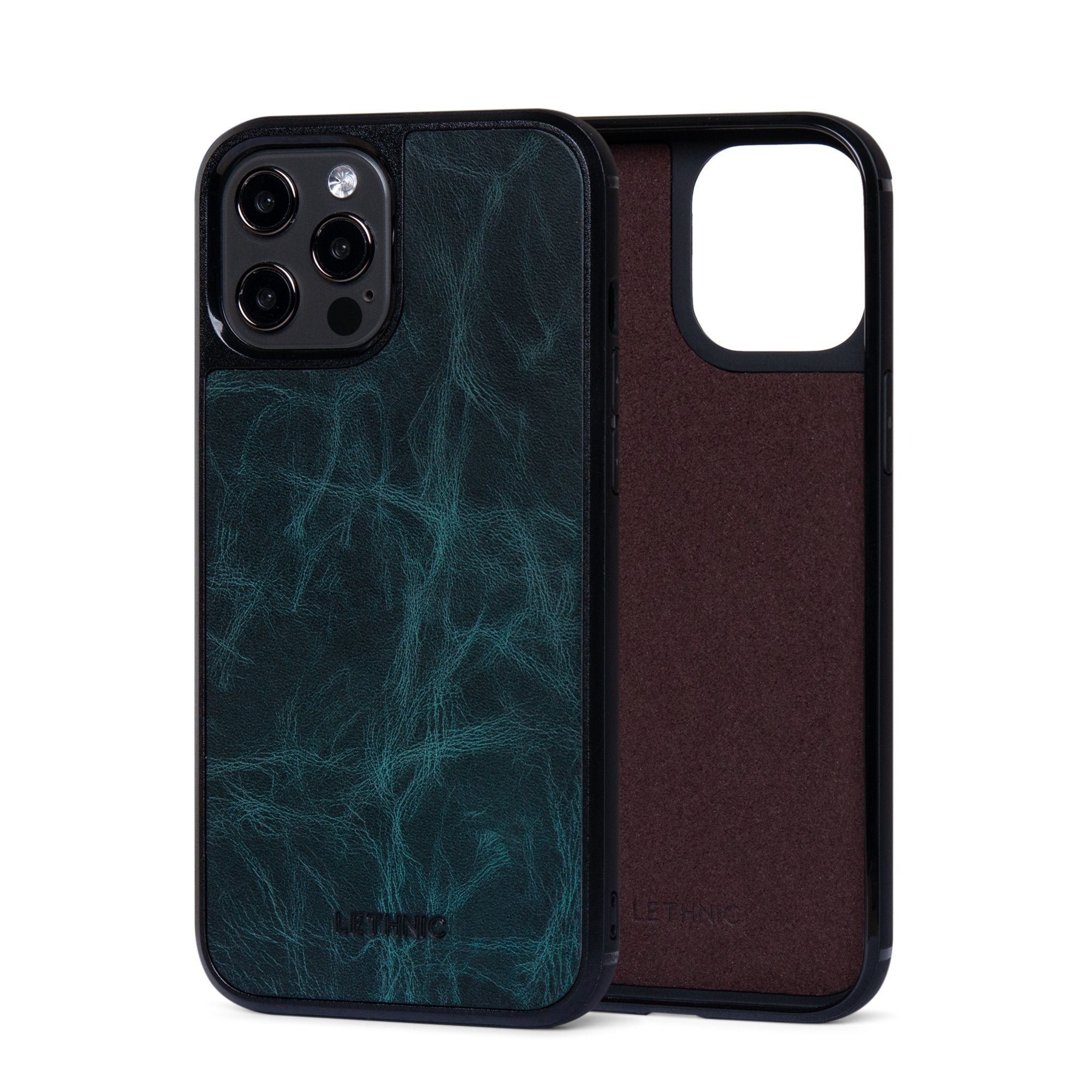 Ốp lưng IPhone 12 Pro Da Thật IPhone 12 lethnic Xanh Ngọc Có Lót Đệm