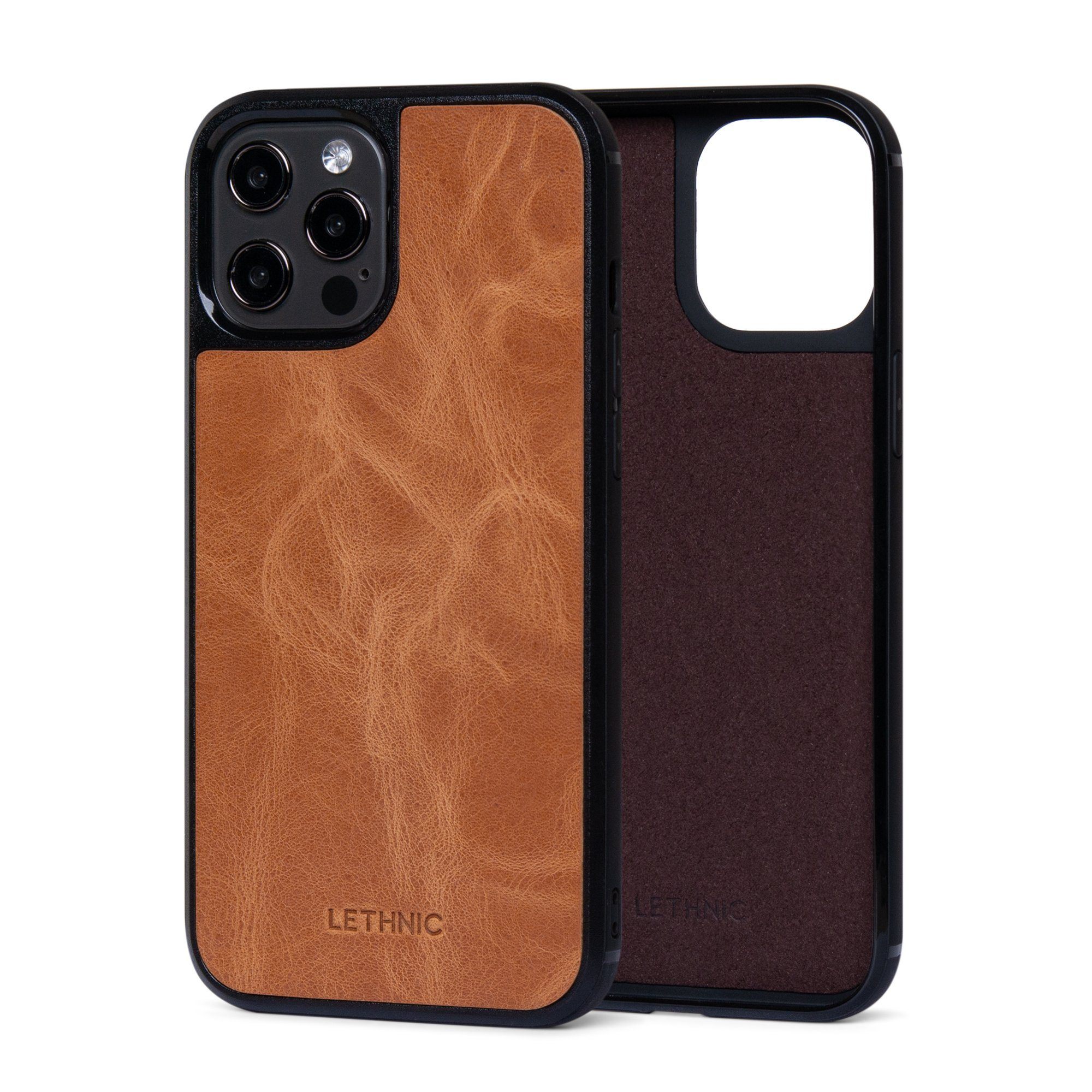 Ốp lưng IPhone 12 Pro Max Da Thật IPhone 12 lethnic Vàng Bò Có lót đệm