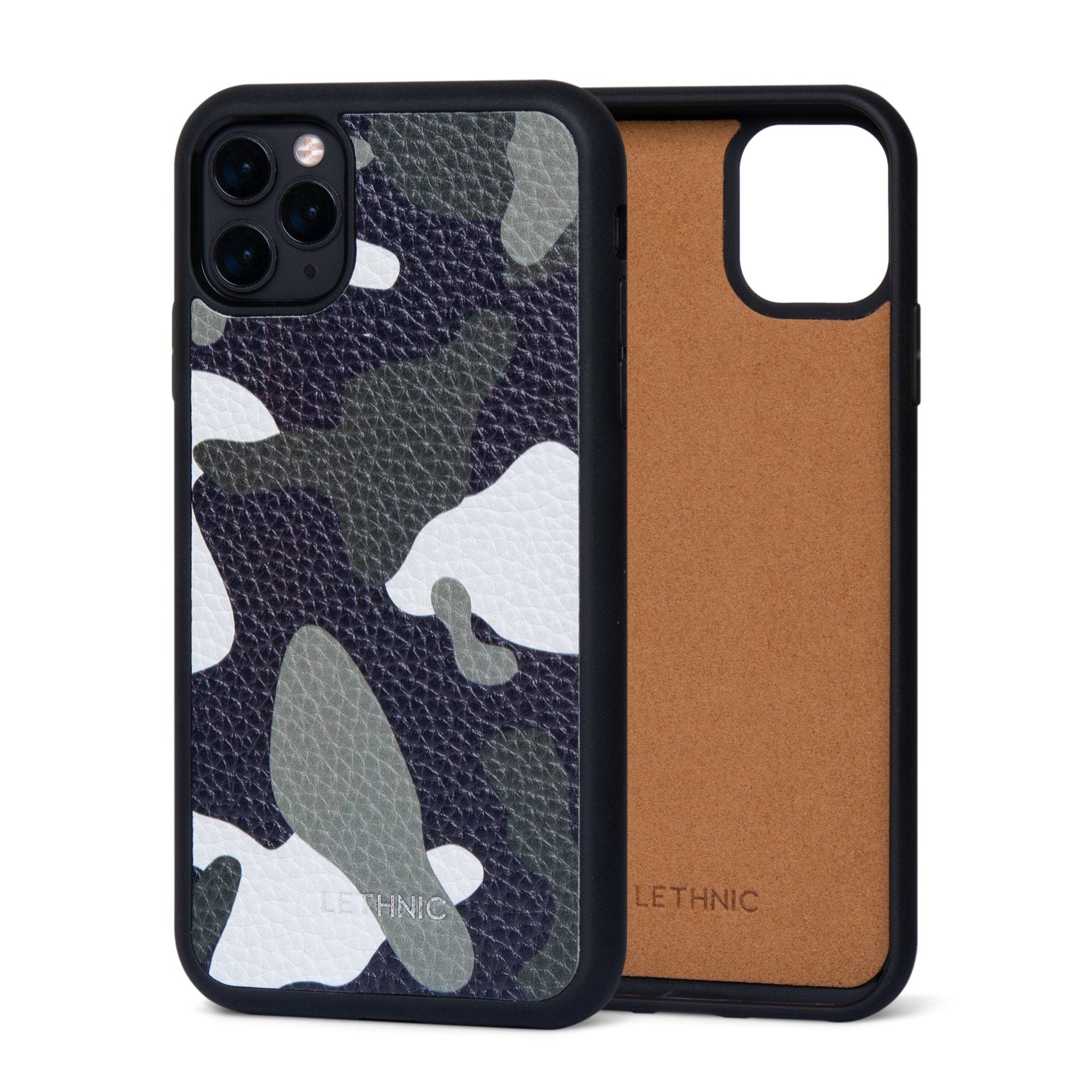 Ốp da thật IPhone 11 Pro Max - Lót Trong lethnic Camou Xanh Lá