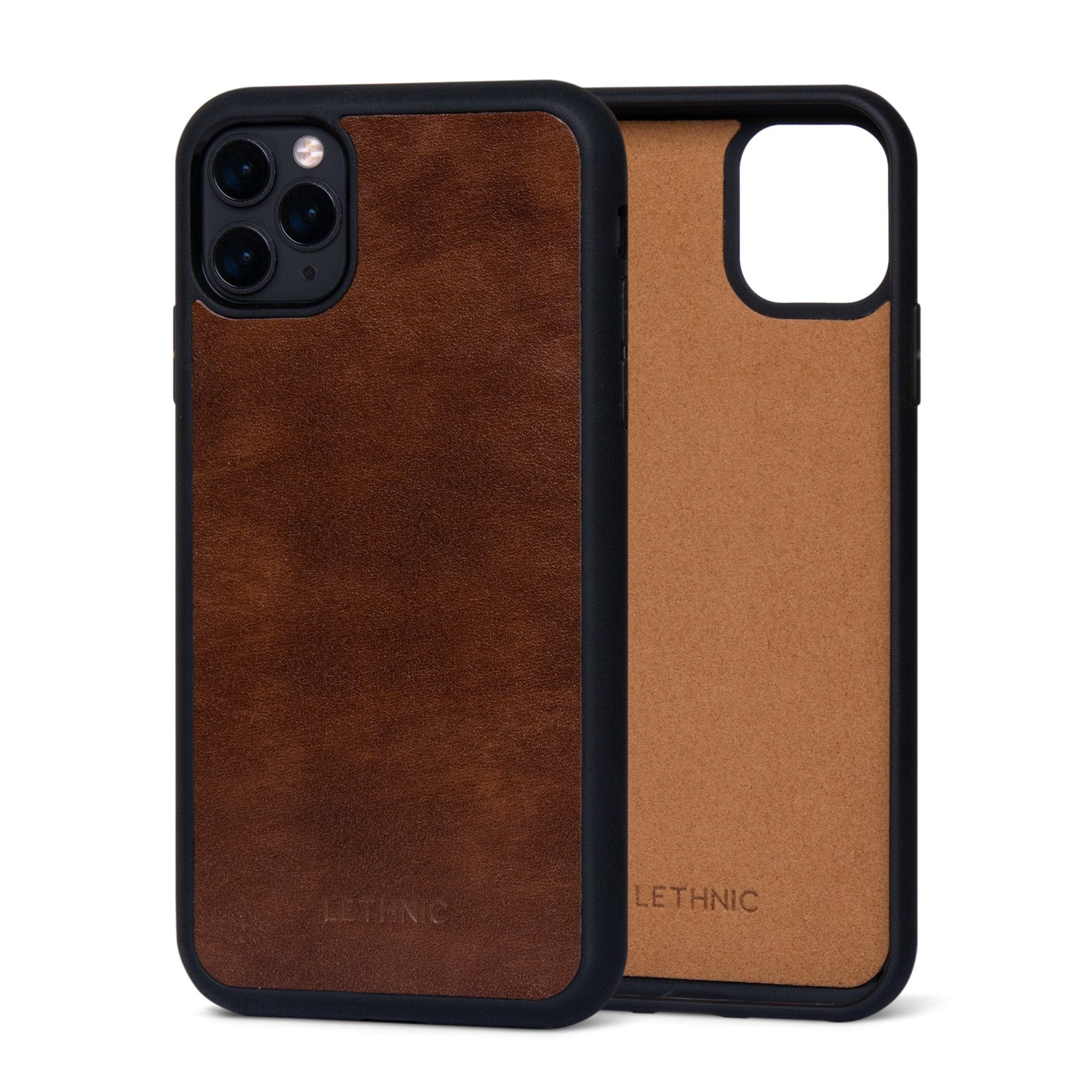 Ốp da thật IPhone 11 Pro Max - Lót Trong lethnic Cẩm Lai Nâu