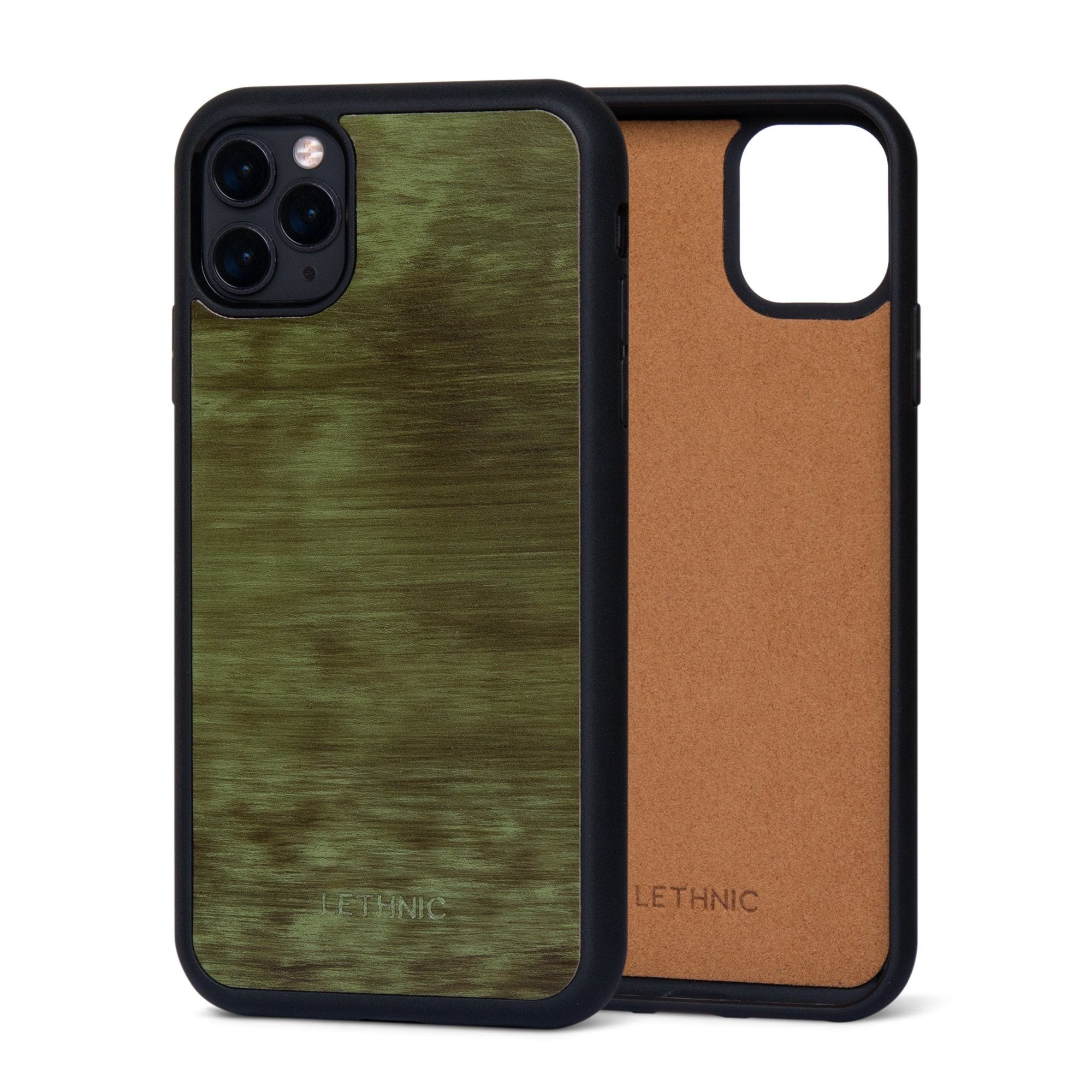 Ốp da thật IPhone 11 Pro Max - Lót Trong lethnic Cẩm Lai Xanh Lá