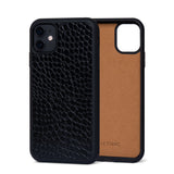 Ốp da thật IPhone 11 - Lót Trong lethnic Vân Cá Đen