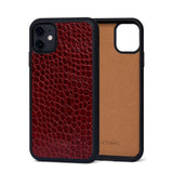 Ốp da thật IPhone 11 - Lót Trong lethnic Vân Cá Đỏ