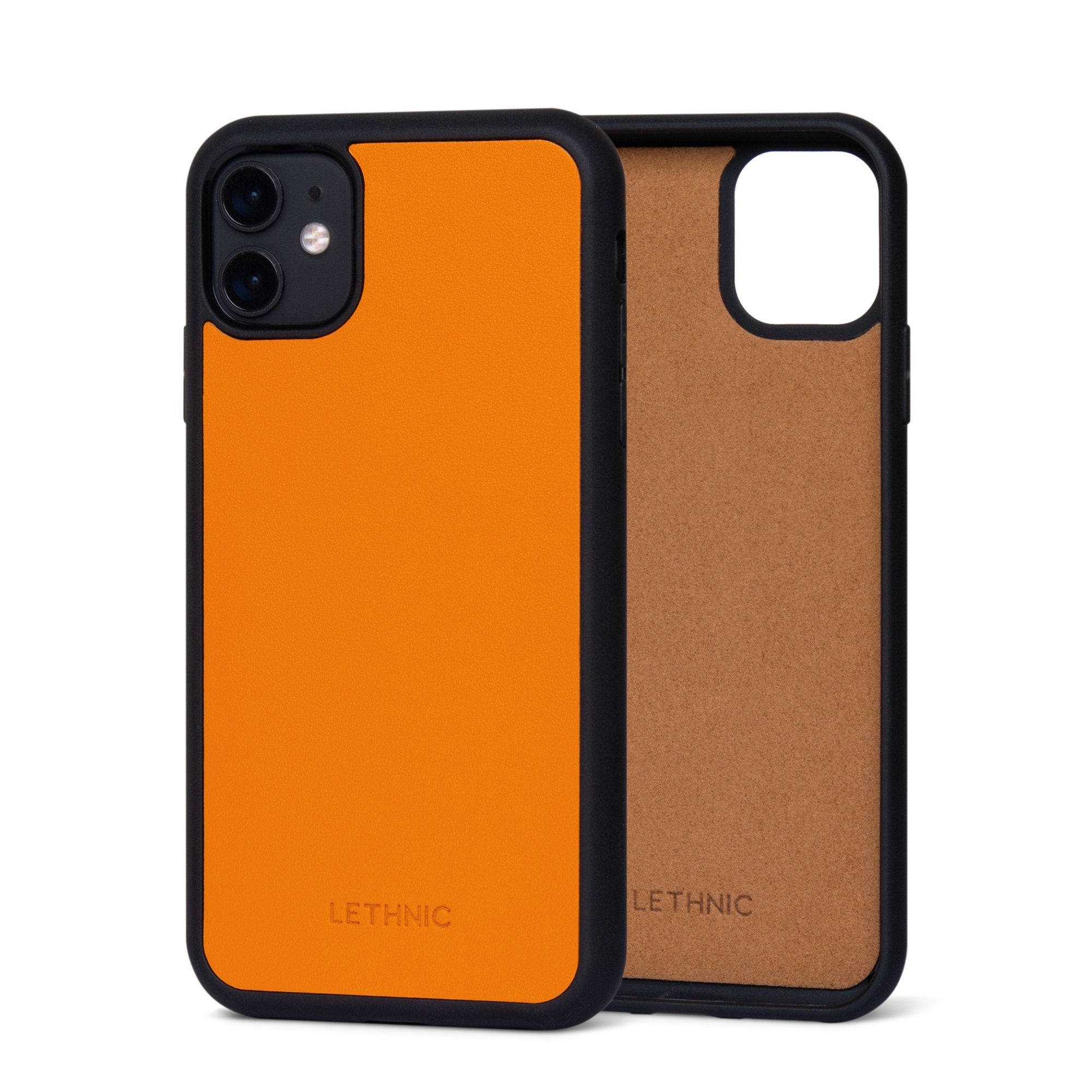 Ốp da thật IPhone 11 - Lót Trong lethnic Cam