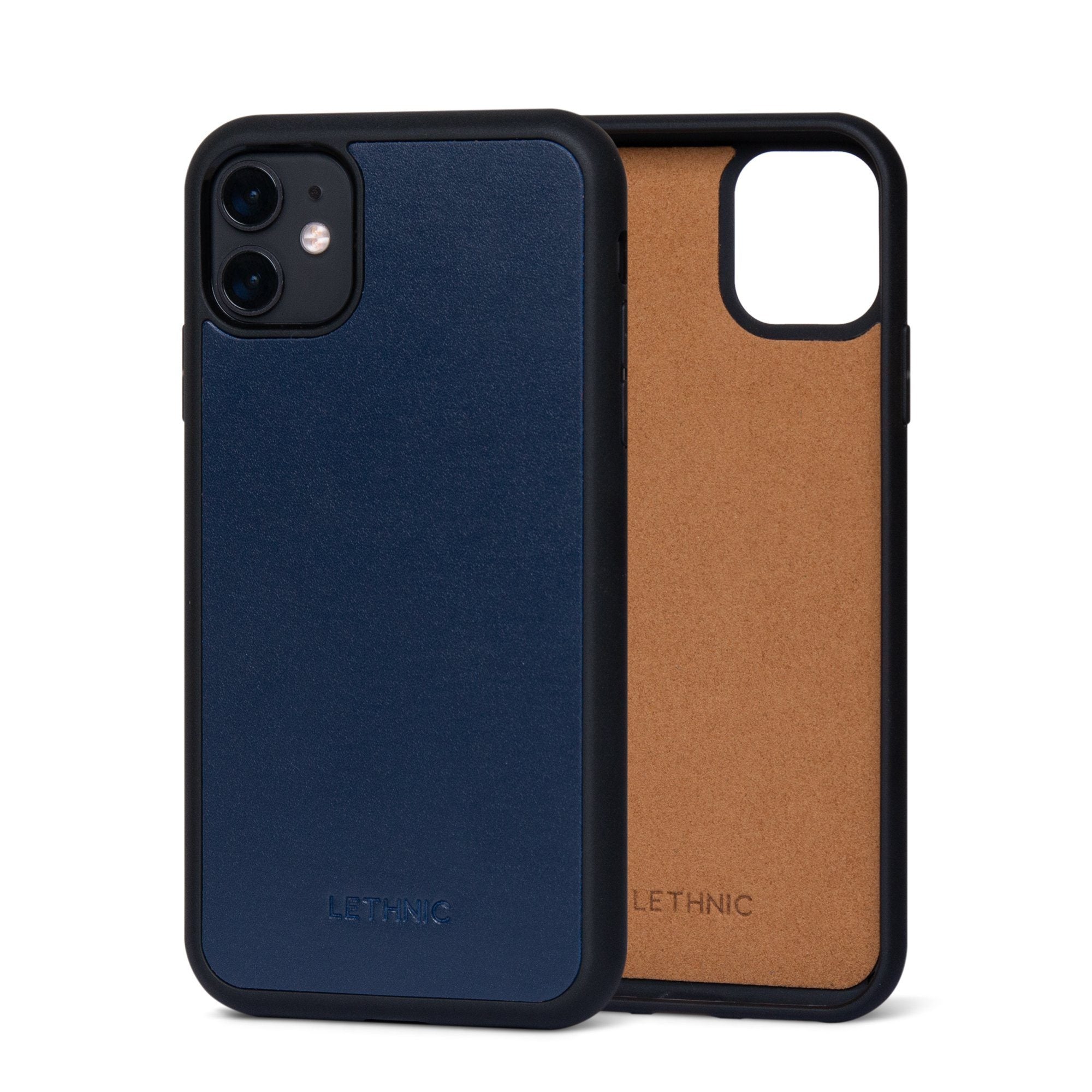 Ốp da thật IPhone 11 - Lót Trong lethnic Xanh Navy