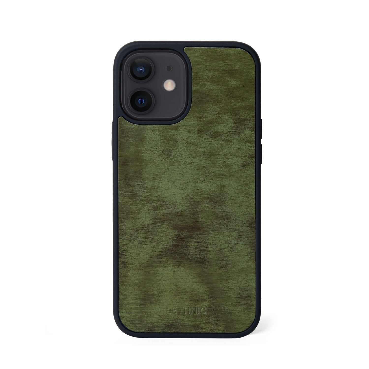 Ốp lưng IPhone 12 Mini Da Thật - Lót Trong IPhone 12 lethnic Cẩm Lai Xanh Không Lót