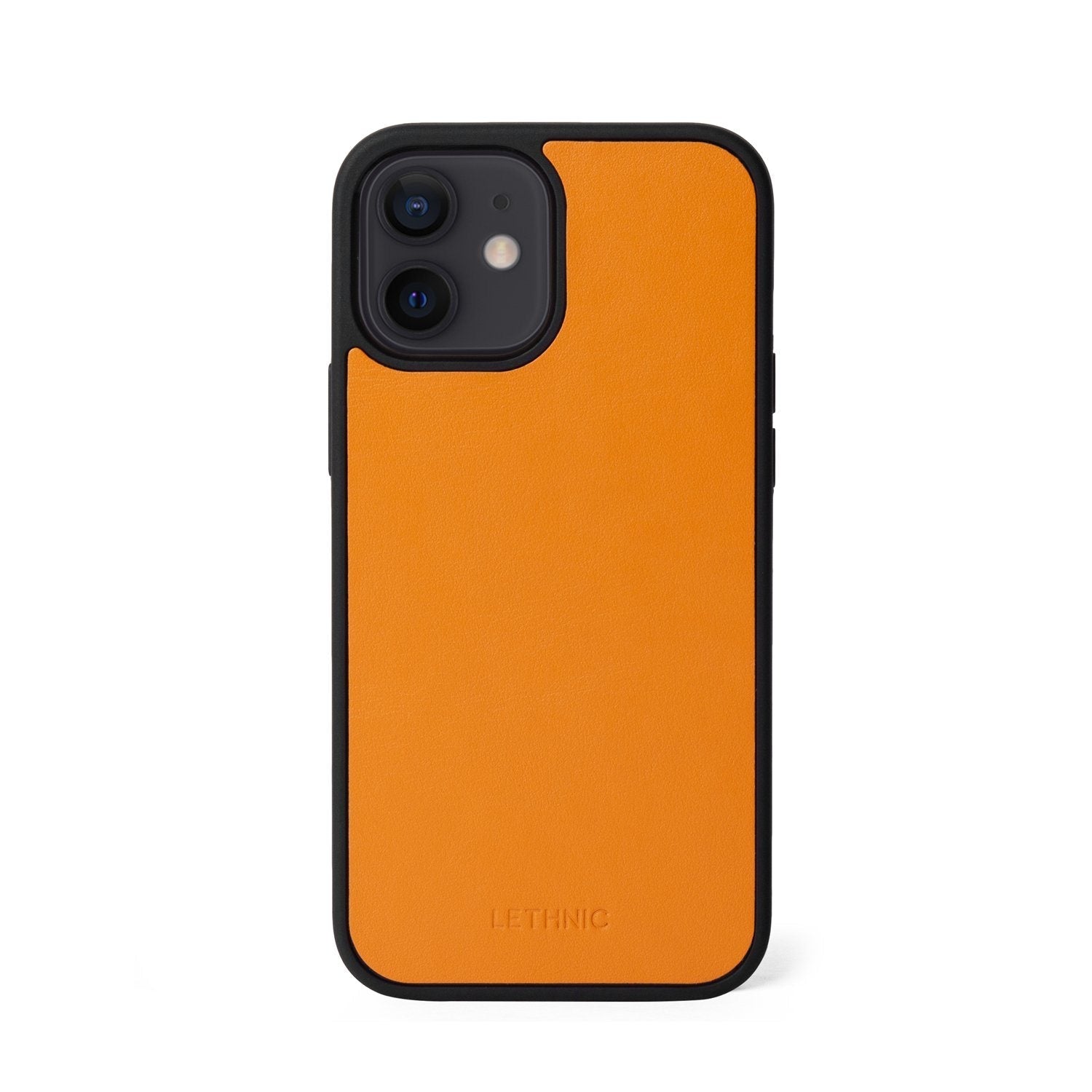 Ốp lưng IPhone 12 Mini Da Thật - Lót Trong IPhone 12 lethnic Cam Không Lót