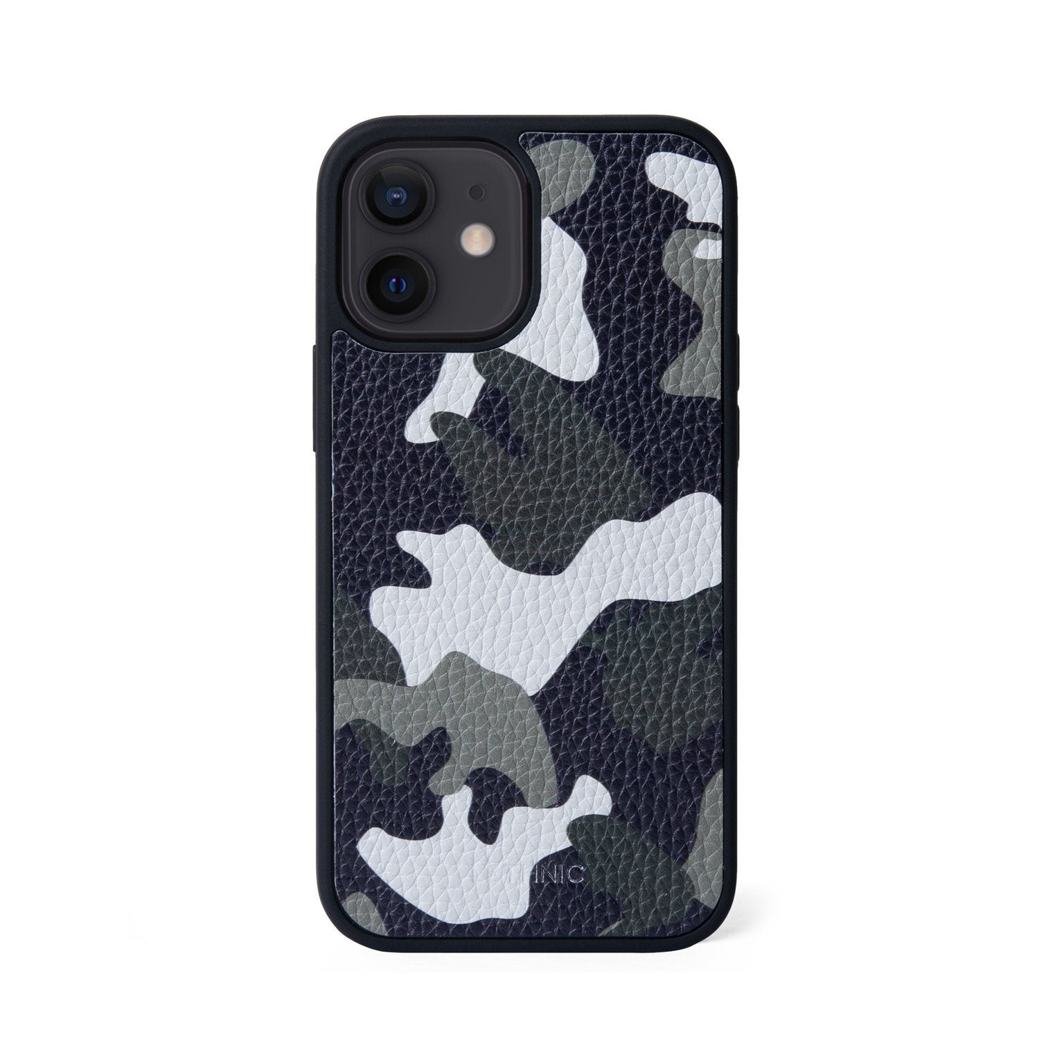 Ốp lưng IPhone 12 Mini Da Thật - Lót Trong IPhone 12 lethnic Camou Xanh Lá Không Lót