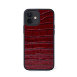 Ốp lưng IPhone 12 Mini Da Thật - Lót Trong IPhone 12 lethnic Vân Cá Đỏ Không Lót