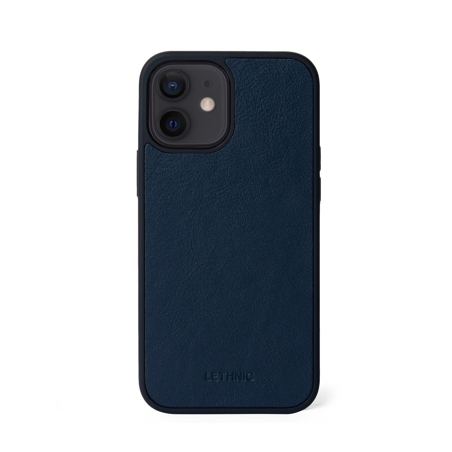 Ốp lưng IPhone 12 Mini Da Thật - Lót Trong IPhone 12 lethnic Xanh Navy Không Lót
