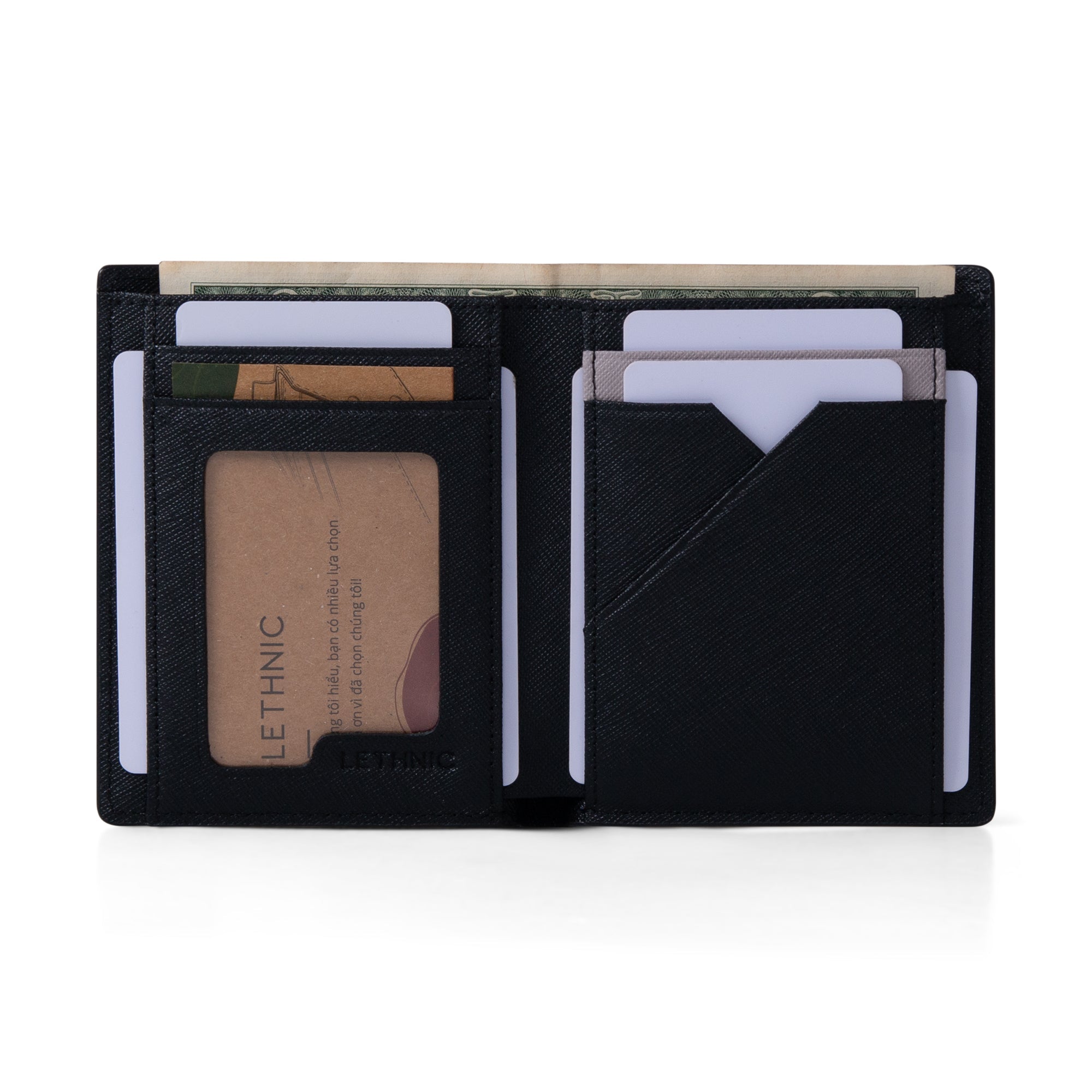 Ví Nam Gập Đôi Dáng Đứng - Saffiano Leather - REVO-V - LETHNIC