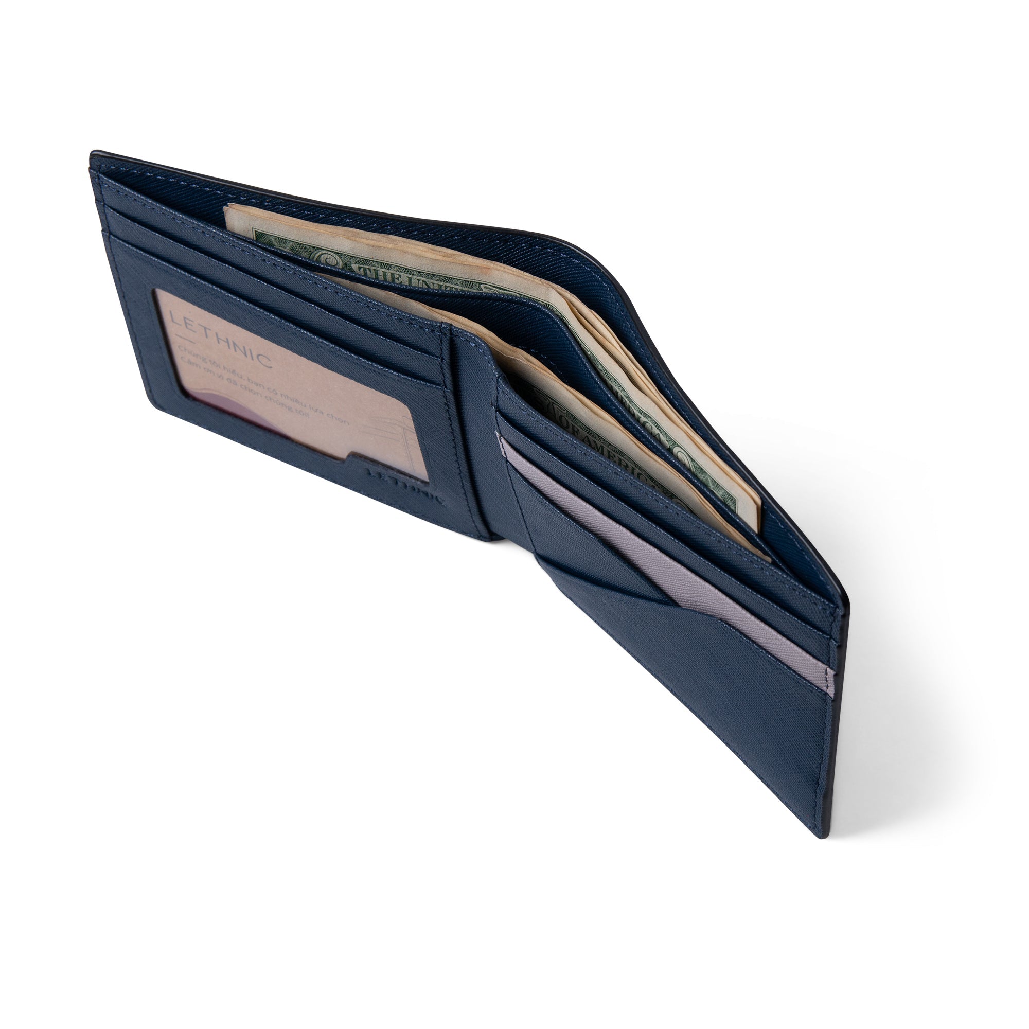 Ví Nam Gập Đôi Dáng Ngang - Saffiano Leather - REVO-H - LETHNIC