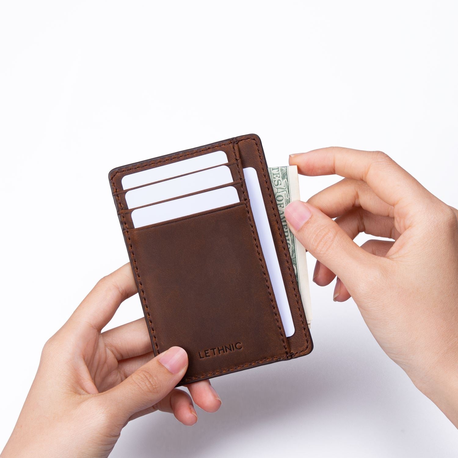 Ví da sáp đựng card nhỏ gọn lethnic