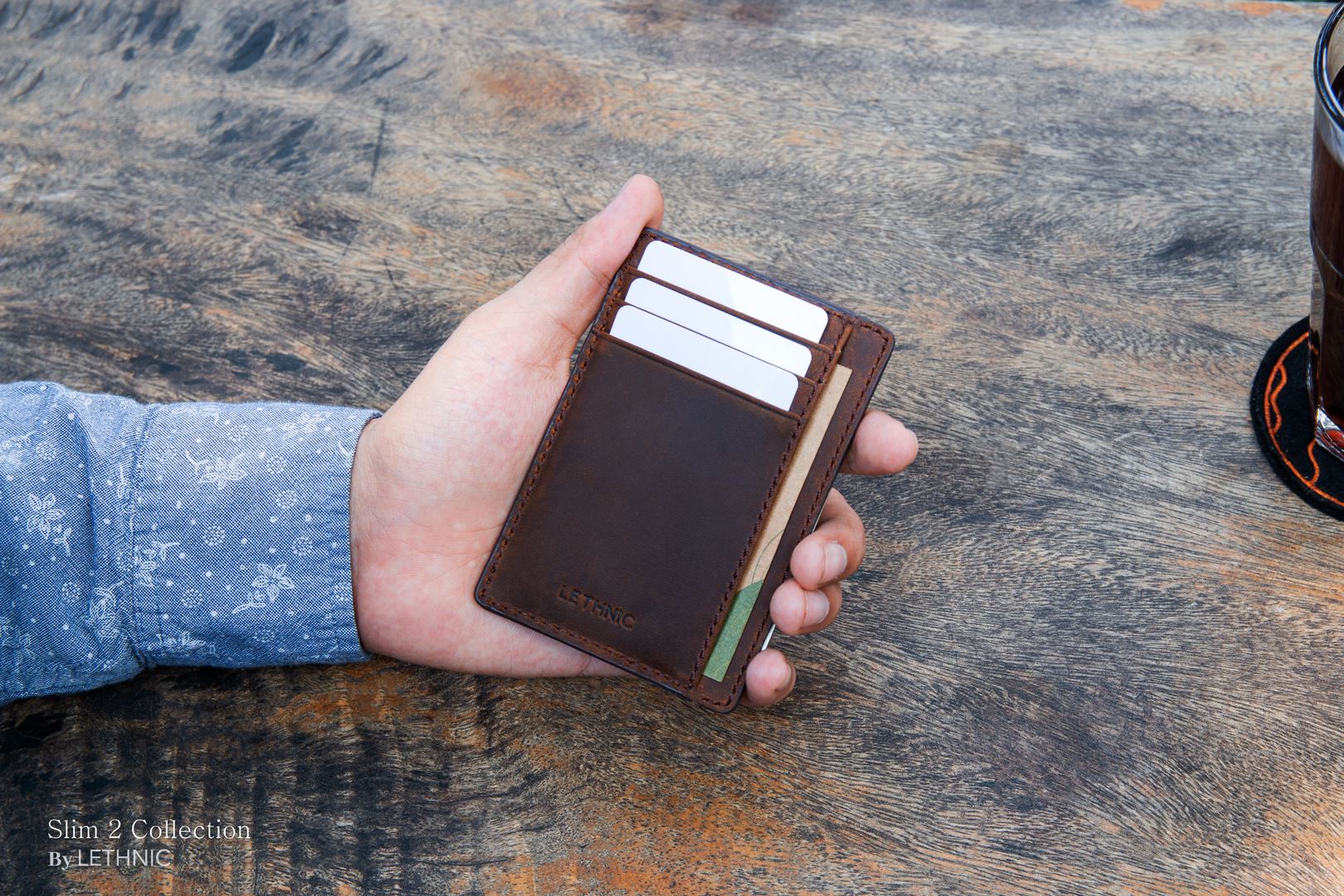 Ví da sáp đựng card nhỏ gọn lethnic