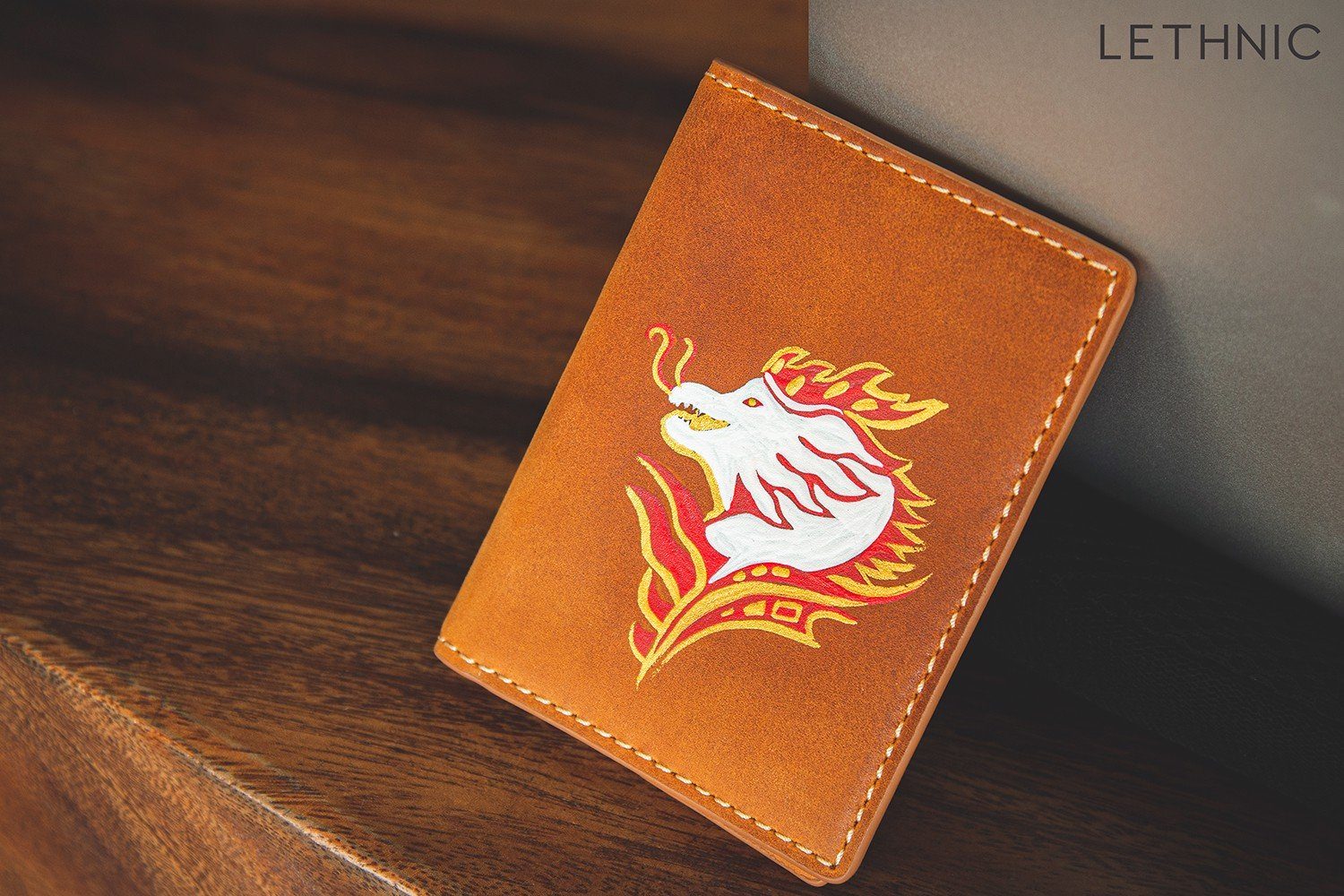 Ví da vẽ Rồng lethnic