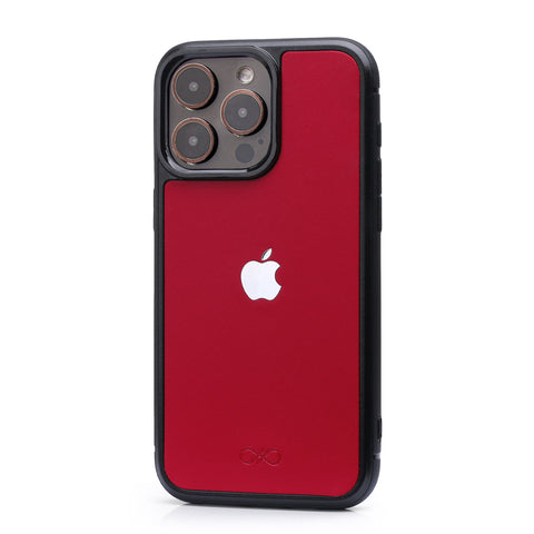 Ốp lưng da đính logo táo kim loại - IPhone 15 Series