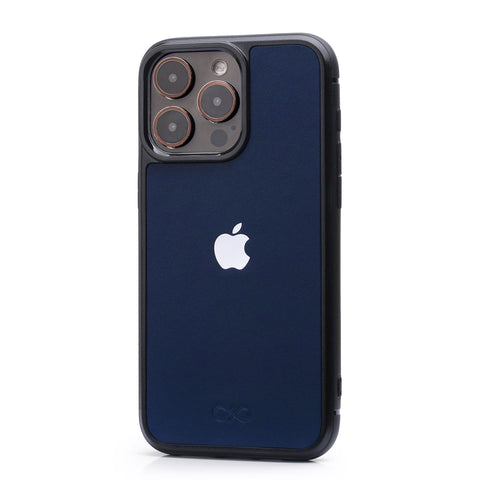 Ốp lưng da đính logo táo kim loại - IPhone 15 Series
