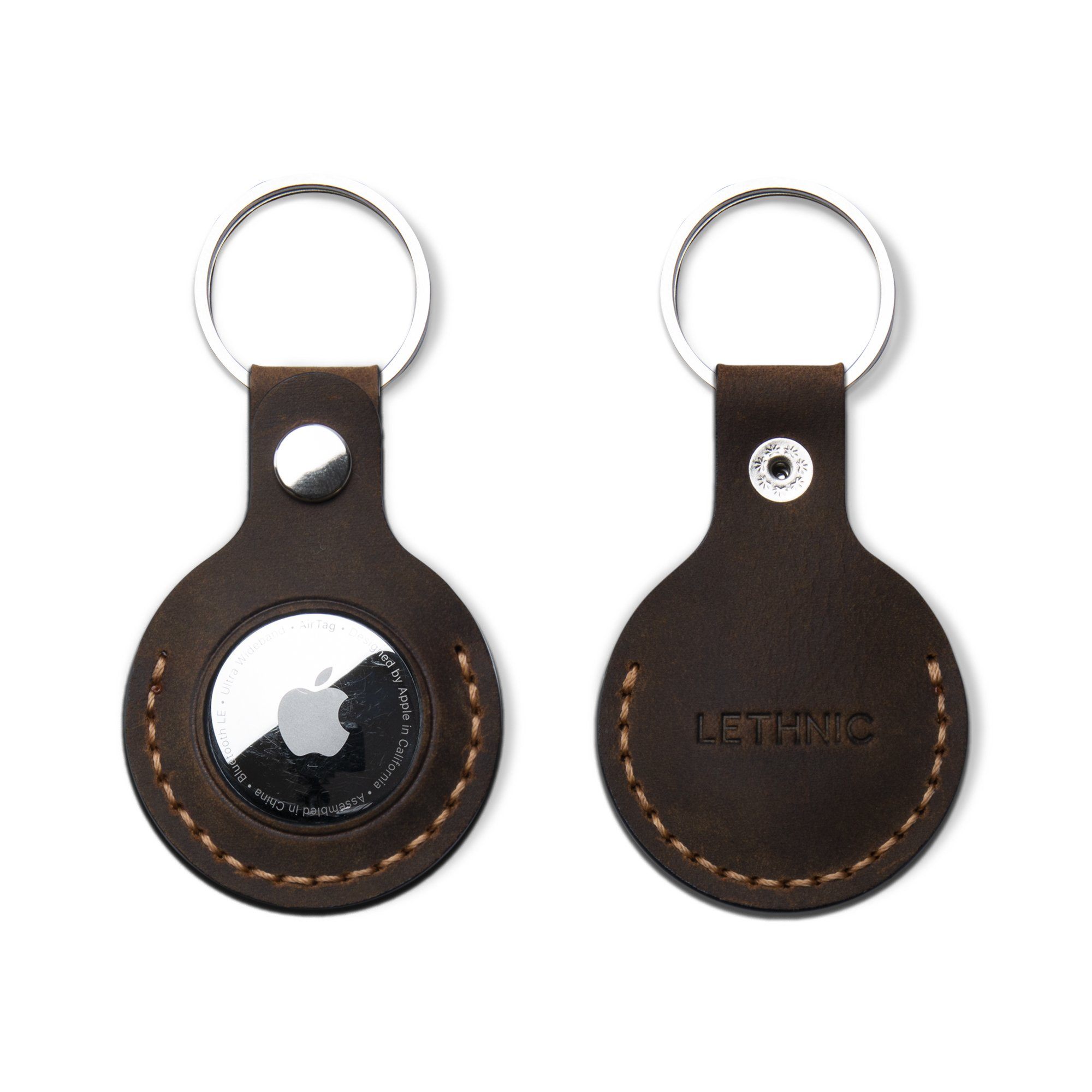 Bao da AirTag - Leather AirTag Cases Apple Accessories LETHNIC Tối Giản Nâu Sáp 