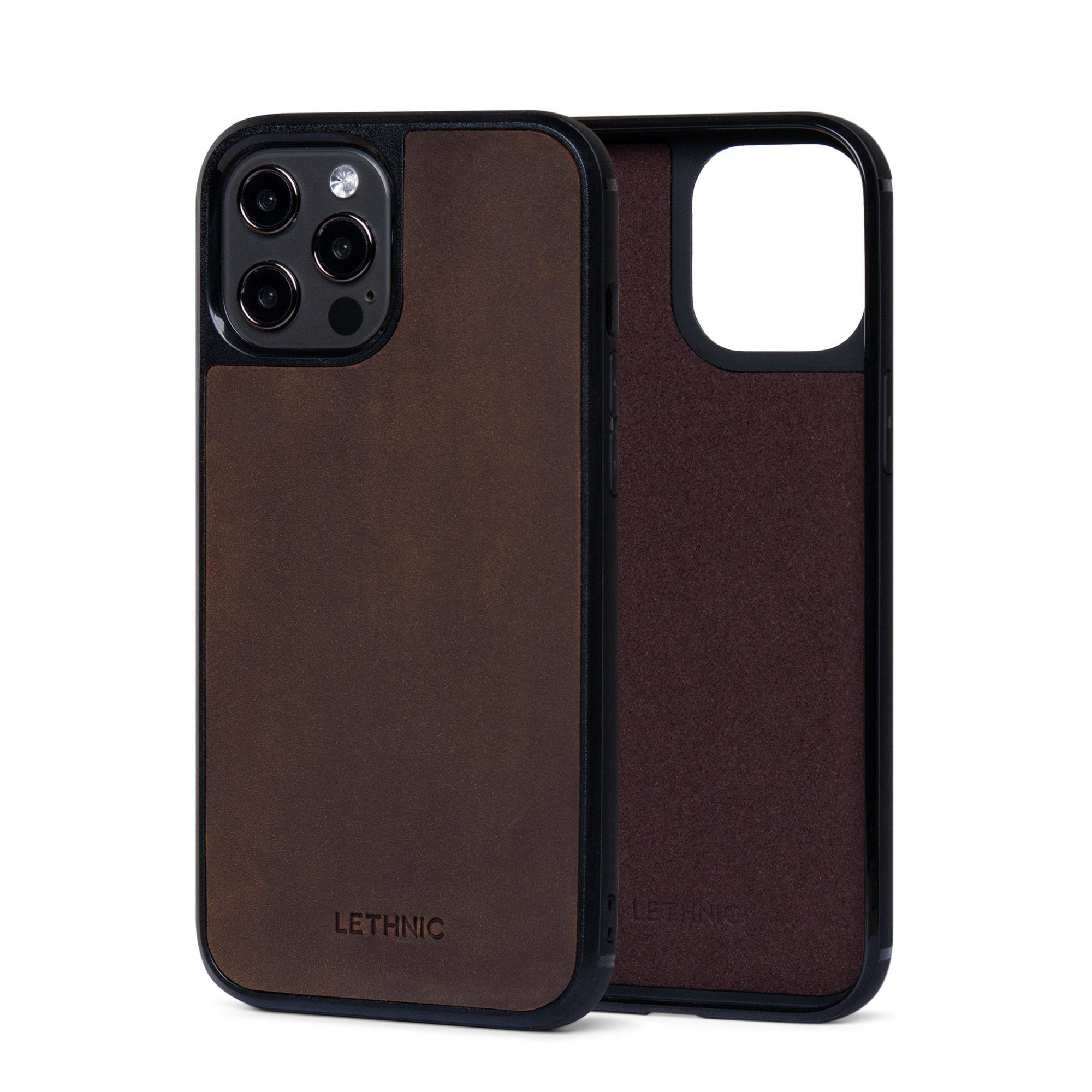 Ốp lưng IPhone 12 Pro Da Thật IPhone 12 lethnic Nâu Sáp Có Lót Đệm 