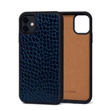 Ốp da thật IPhone 11 - Lót Trong lethnic Vân Cá Xanh 