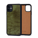 Ốp da thật IPhone 11 - Lót Trong lethnic Cẩm Lai Xanh Lá 