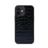 Ốp lưng IPhone 12 Mini Da Thật - Lót Trong IPhone 12 lethnic Vân Cá Đen Không Lót 