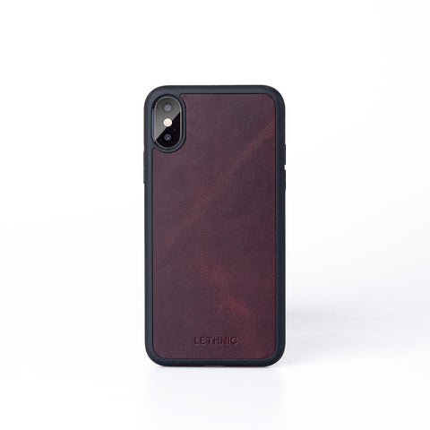 Ốp lưng IPhone X da thật lethnic Đỏ rượu 
