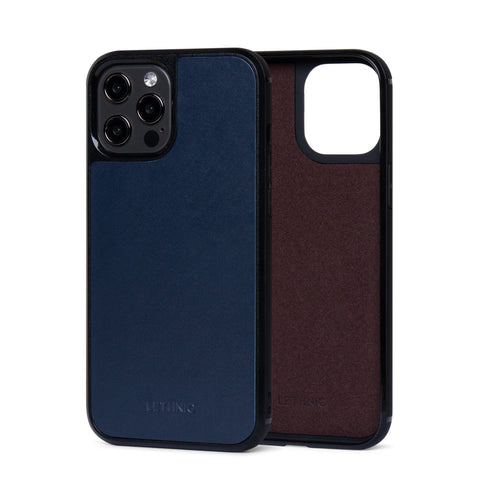 Ốp lưng IPhone 12 Pro Da Thật IPhone 12 lethnic Xanh Navy Có Lót Đệm 